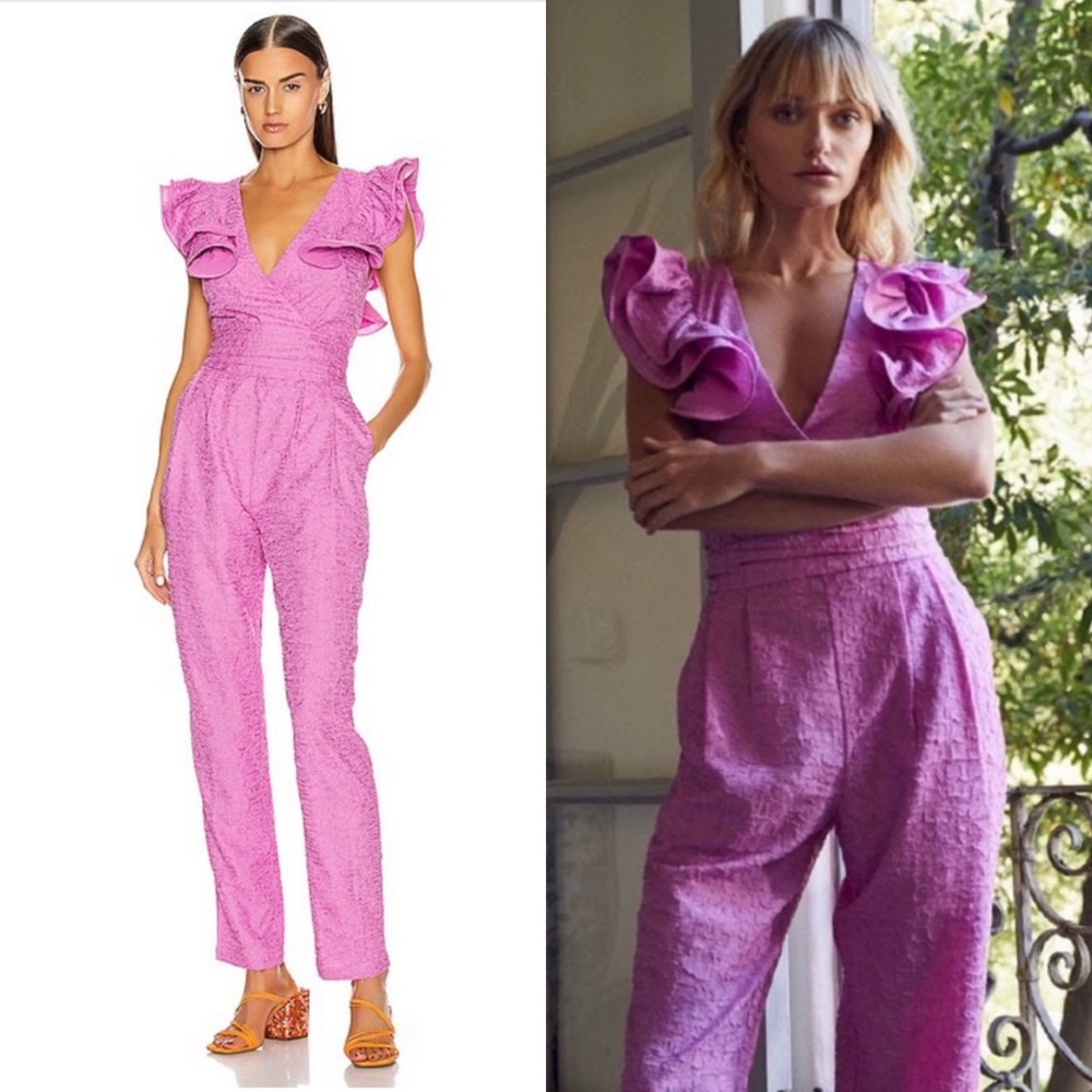 Retrofete Pink Ruffled Jumpsuit